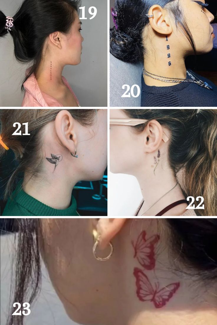 minimalist small side neck tattoo inspirations for women