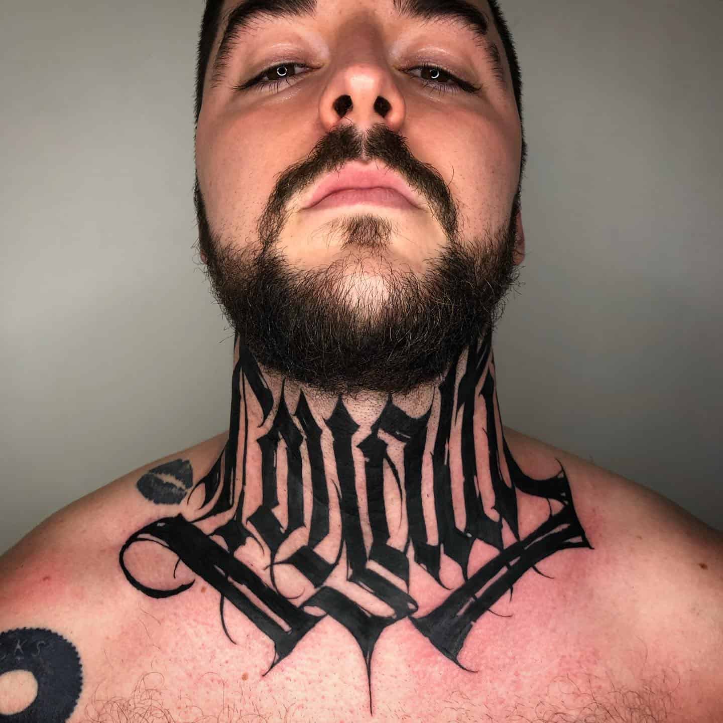 Minimalist throat tattoo inspiration