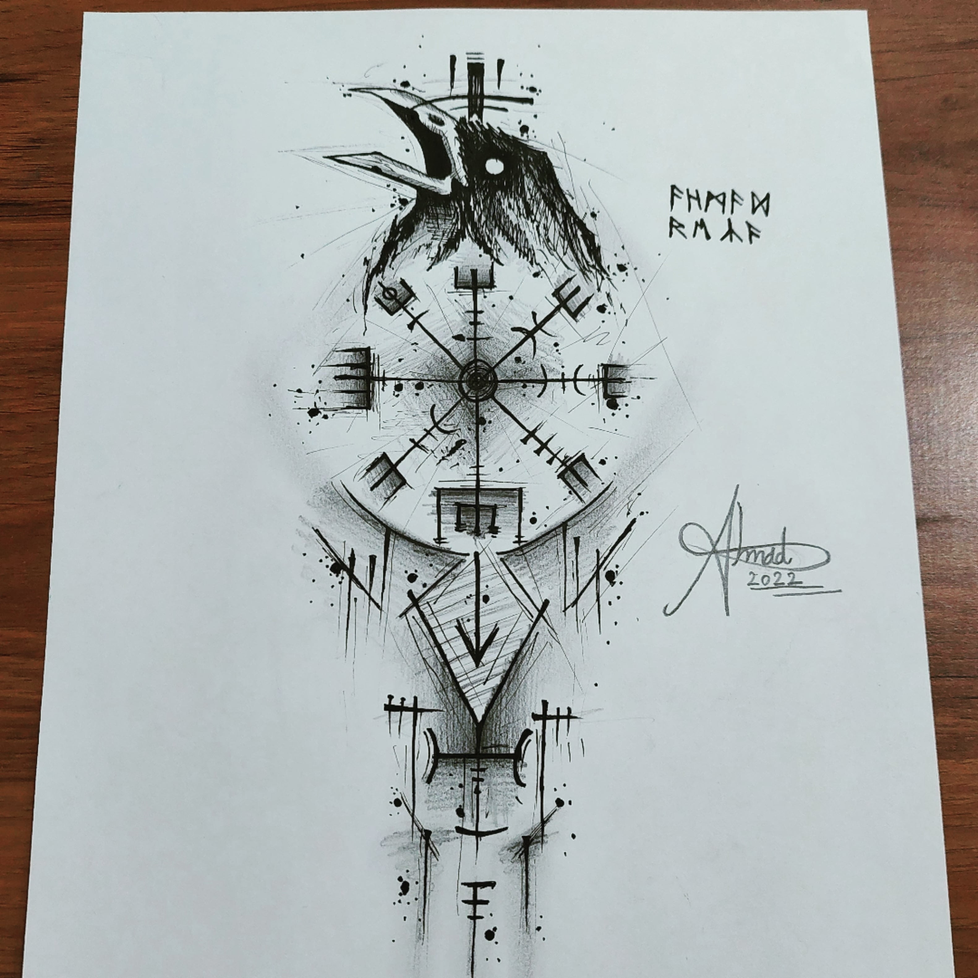 minimalist Valhalla tattoo sketches