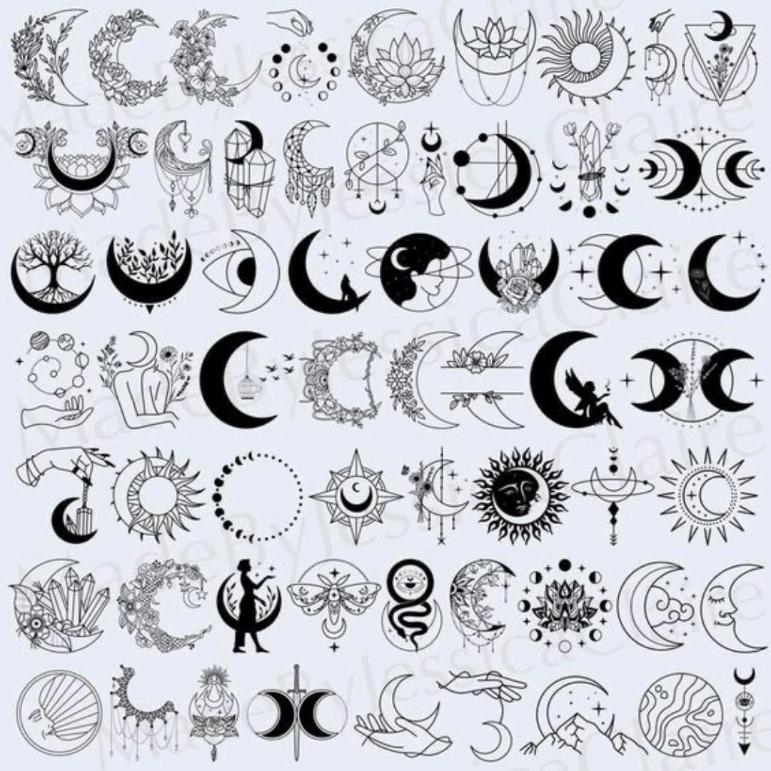 minimalist witch moon tattoo designs