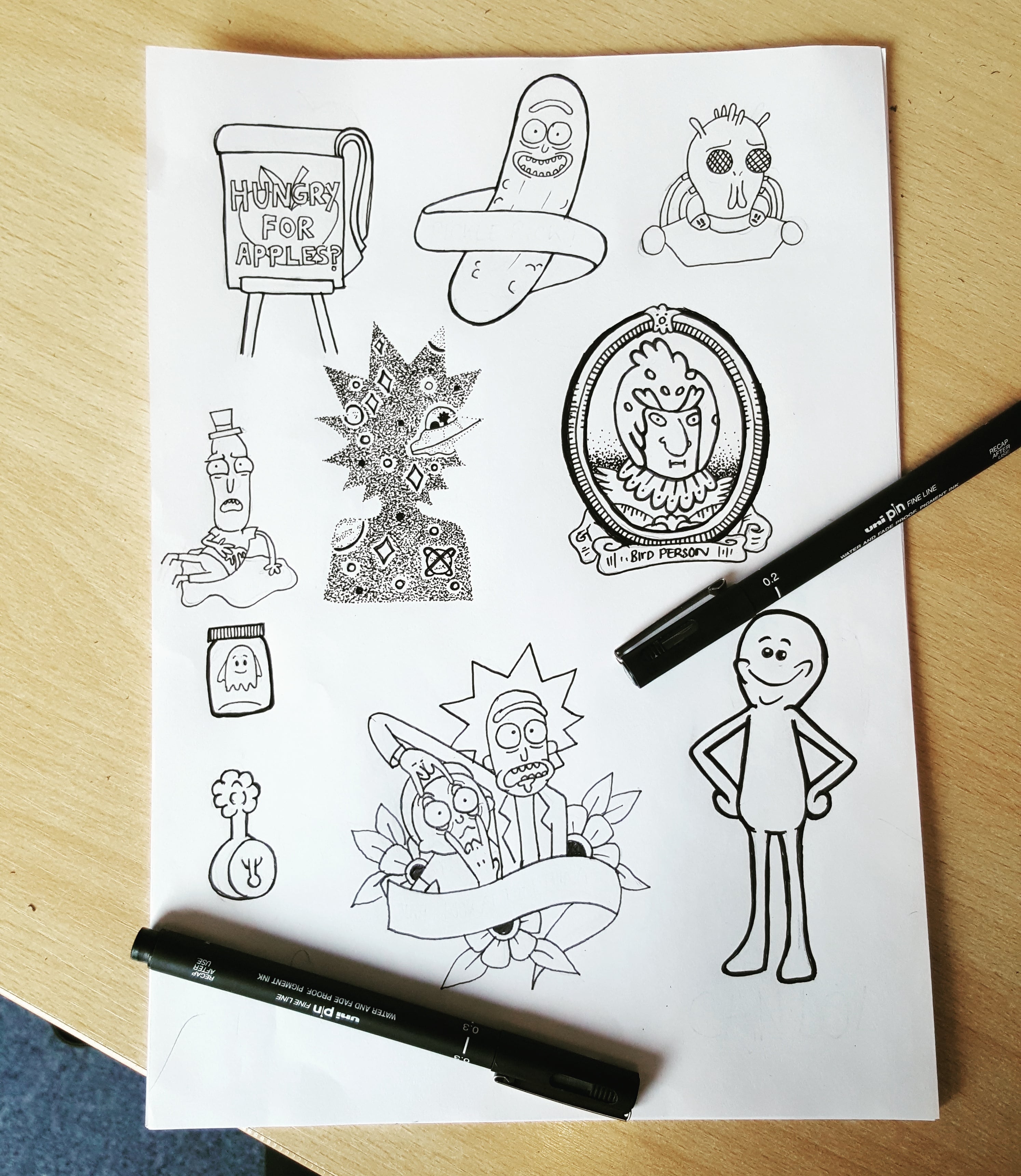 minimalistic rick and morty tattoo ideas