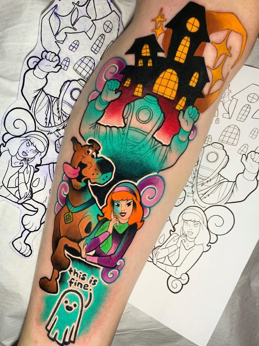 minimalistic Scooby Doo tattoo designs