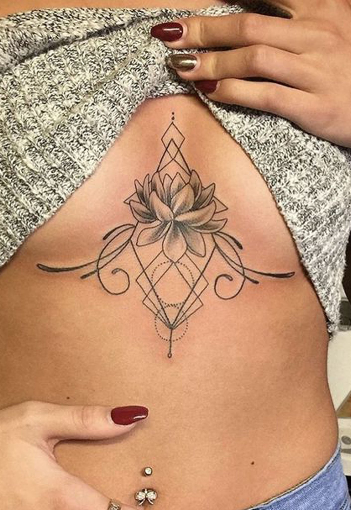 minimalistic sternum tattoo inspiration