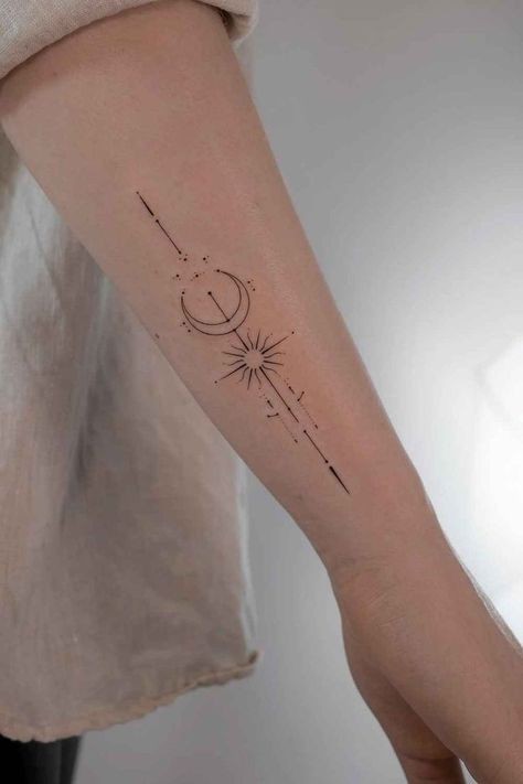 moon and stars small friendship tattoo ideas 0042