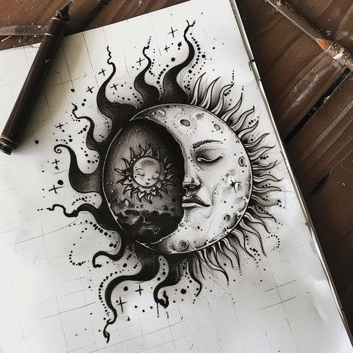 moon and sun tattoo ideas 0016