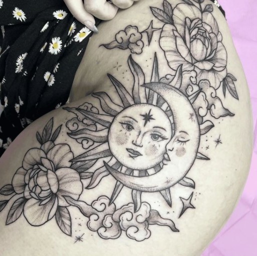 moon and sun tattoo ideas 0078