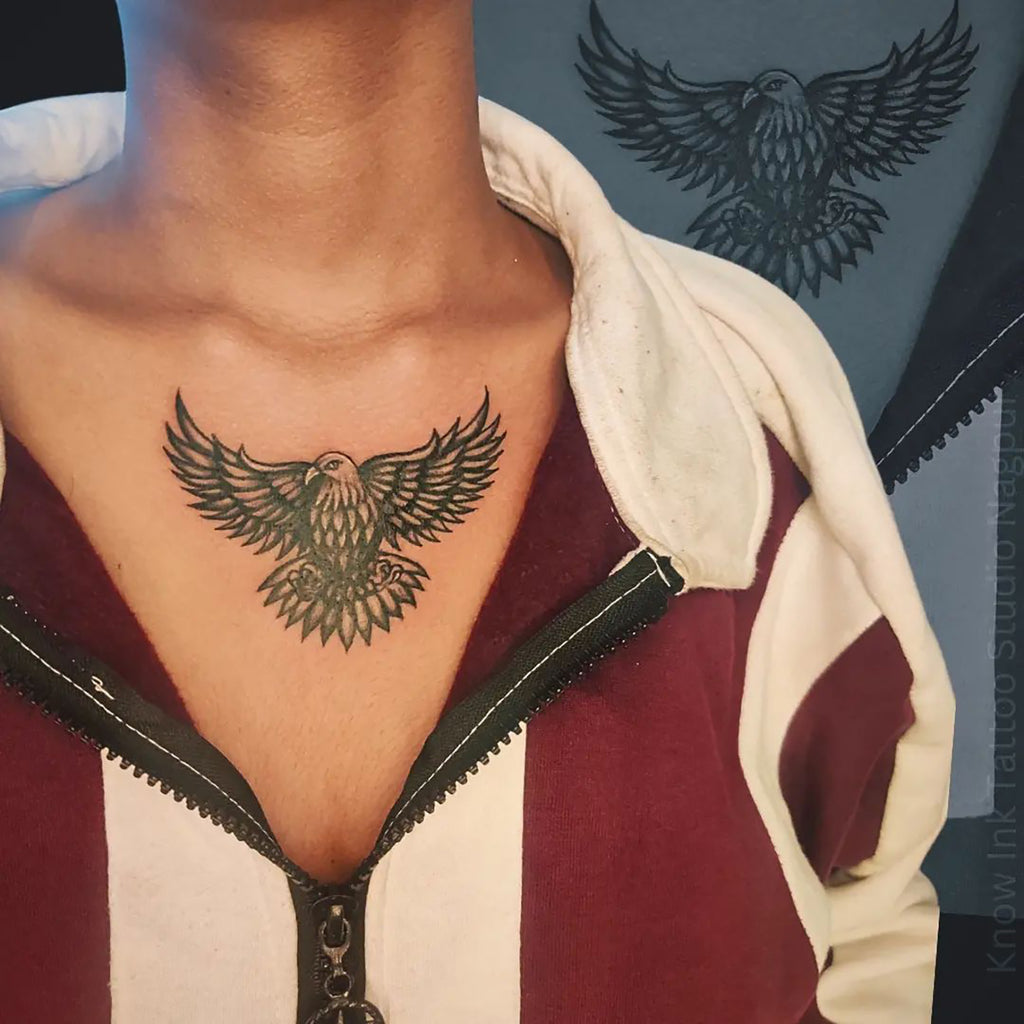 personalized small eagle chest tattoo concepts