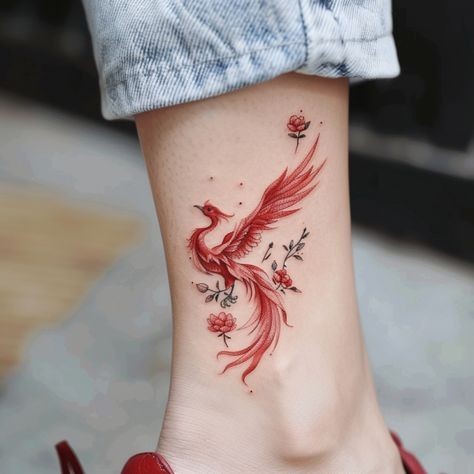 phoenix bird tattoo ideas with flames