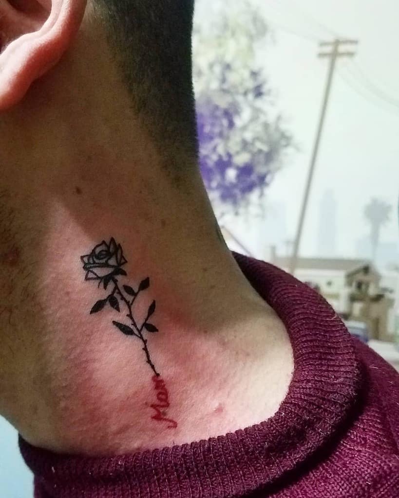 popular small rose neck tattoo inspirations