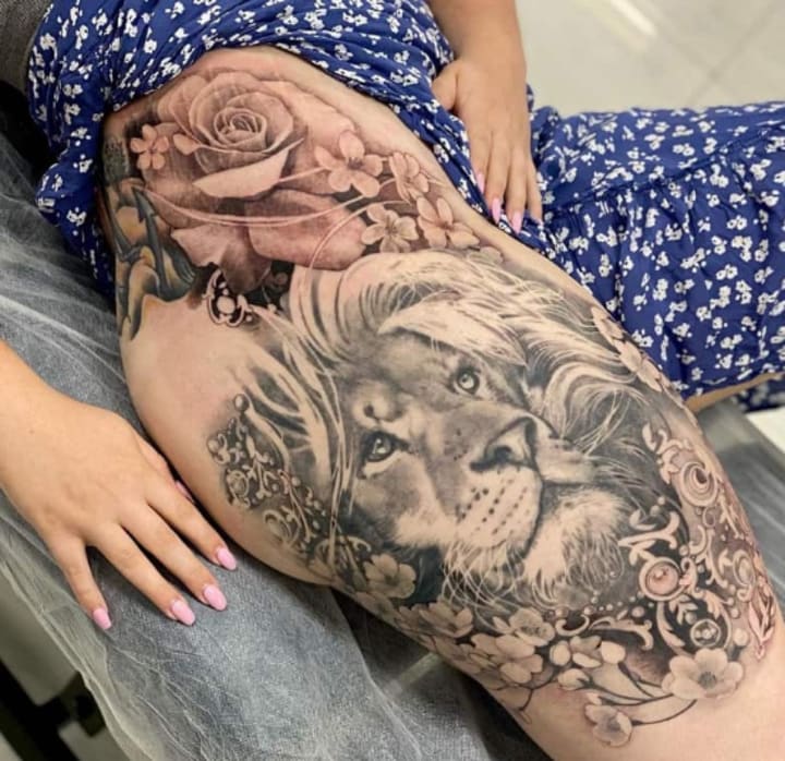 popular thigh tattoo choices among women.