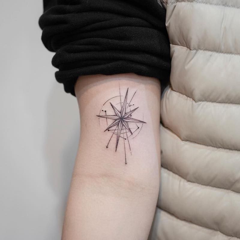 refined compass tattoo inspiration for women