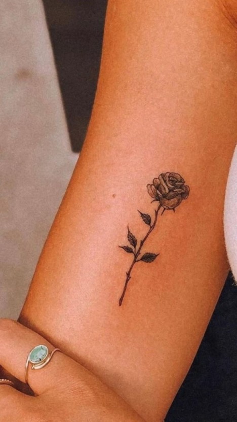 Small black rose tattoo 0011