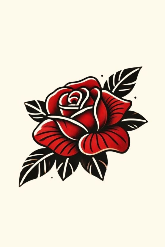 Small black rose tattoo 0014