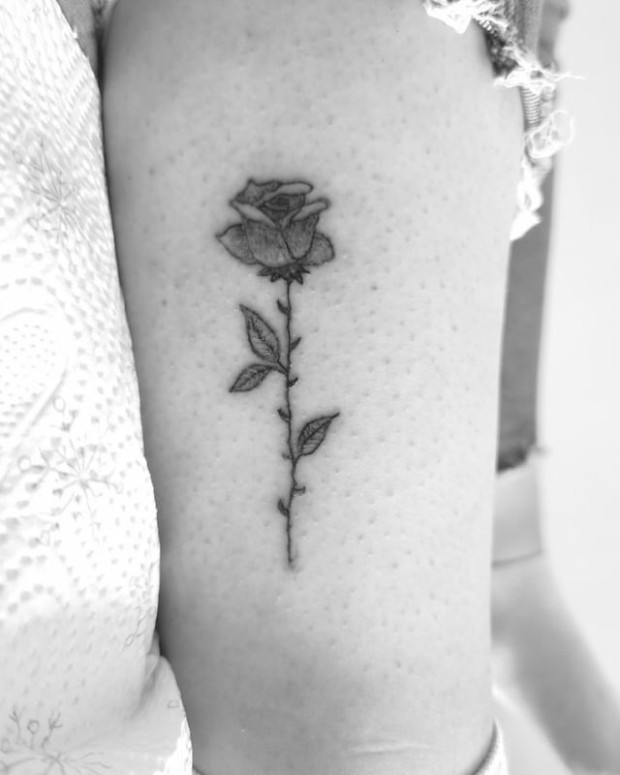 Small black rose tattoo 0018