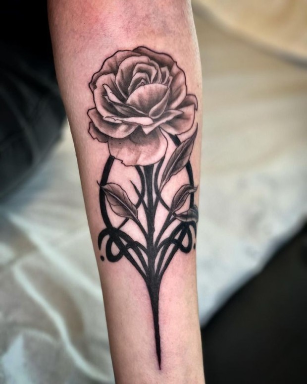 Small black rose tattoo 0020