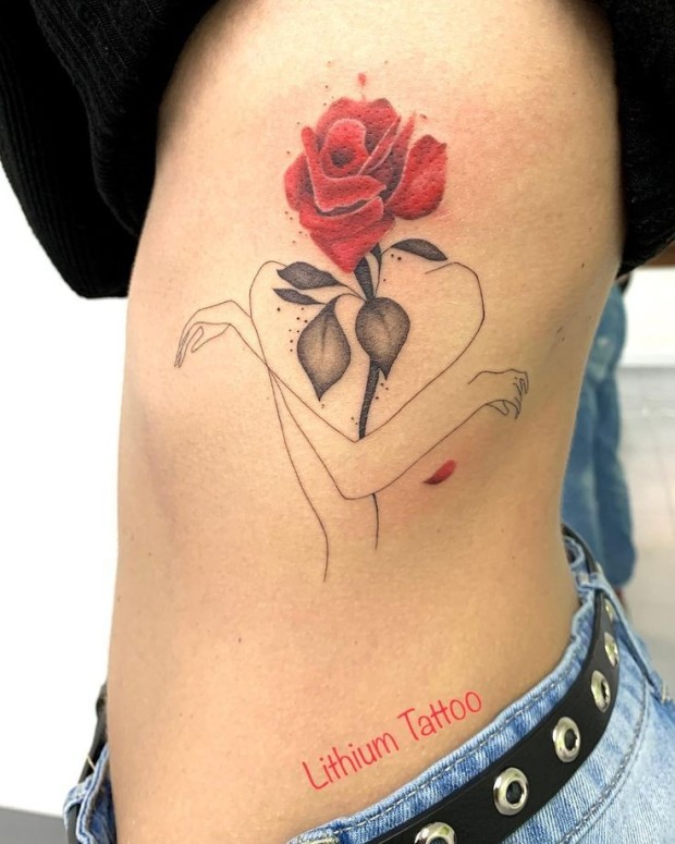 Small black rose tattoo 0021