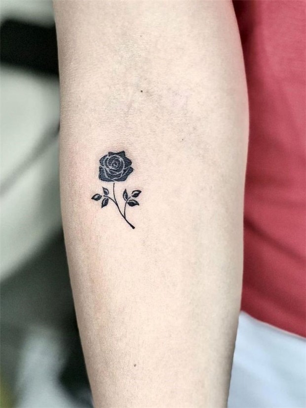 Small black rose tattoo 0022