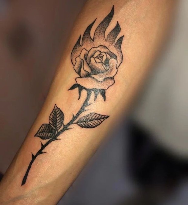 Small black rose tattoo 0041