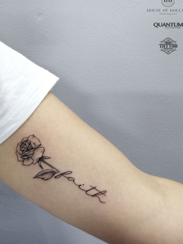 Small black rose tattoo 0057