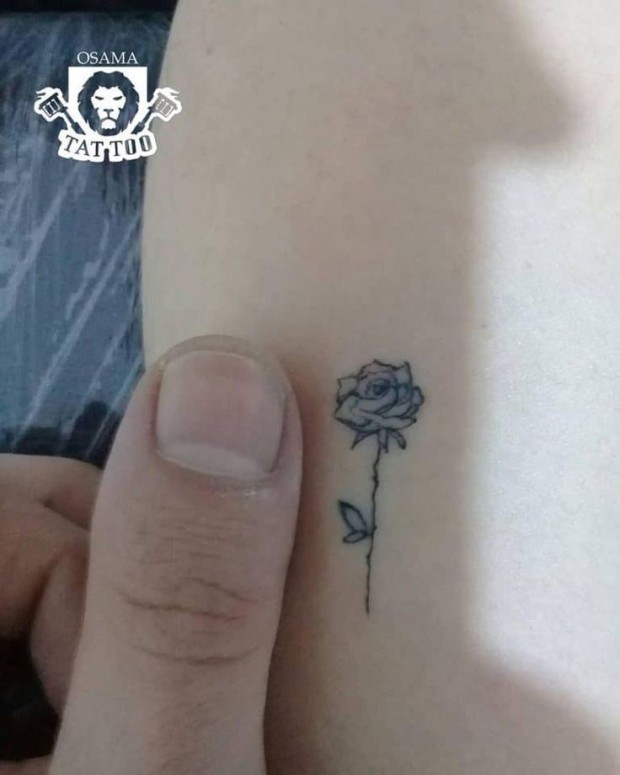 Small black rose tattoo 0069