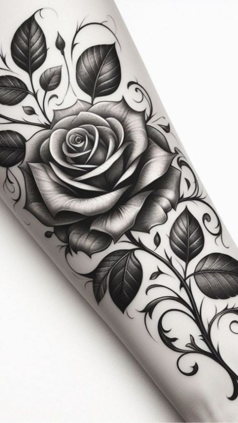 Small black rose tattoo 0074