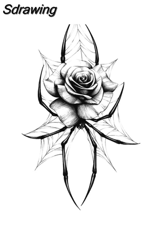 Small black rose tattoo 0076