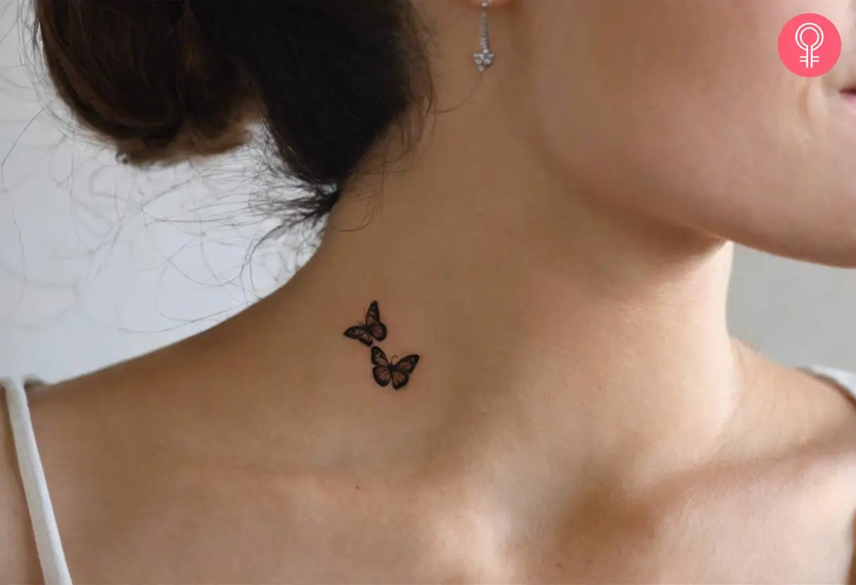 small butterfly neck tattoo 0014