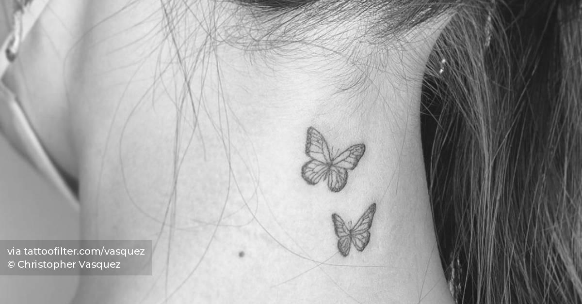 small butterfly neck tattoo 0015