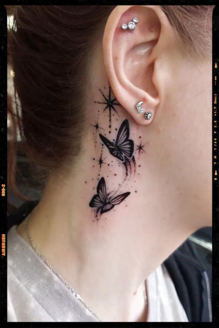 small butterfly neck tattoo 0017