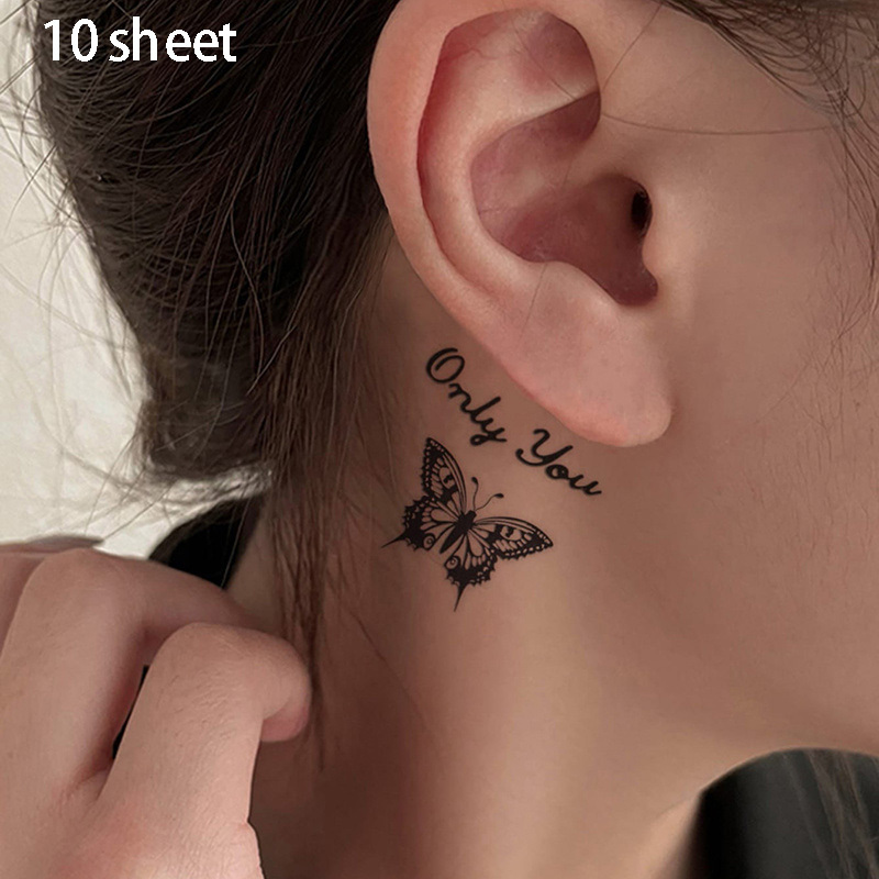 small butterfly neck tattoo 0023