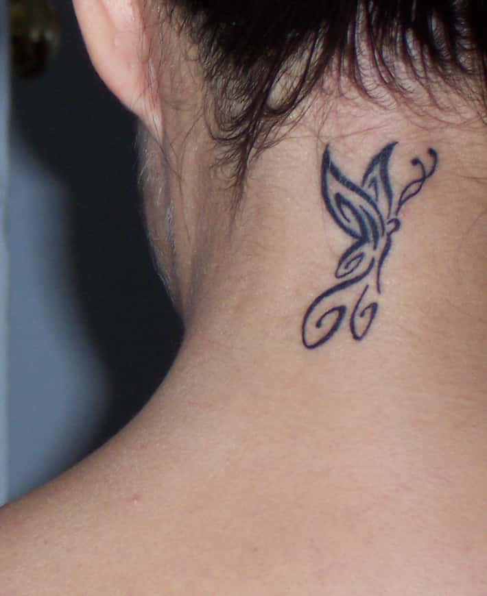 small butterfly neck tattoo 0024