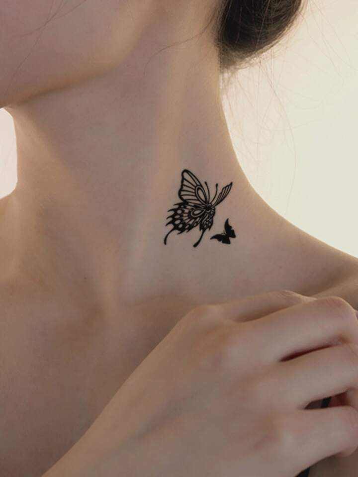 small butterfly neck tattoo 0030