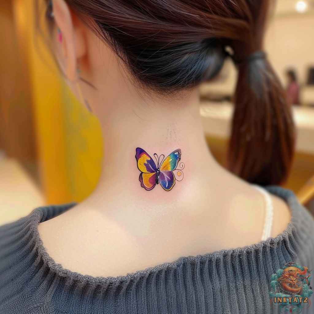 small butterfly neck tattoo 0041