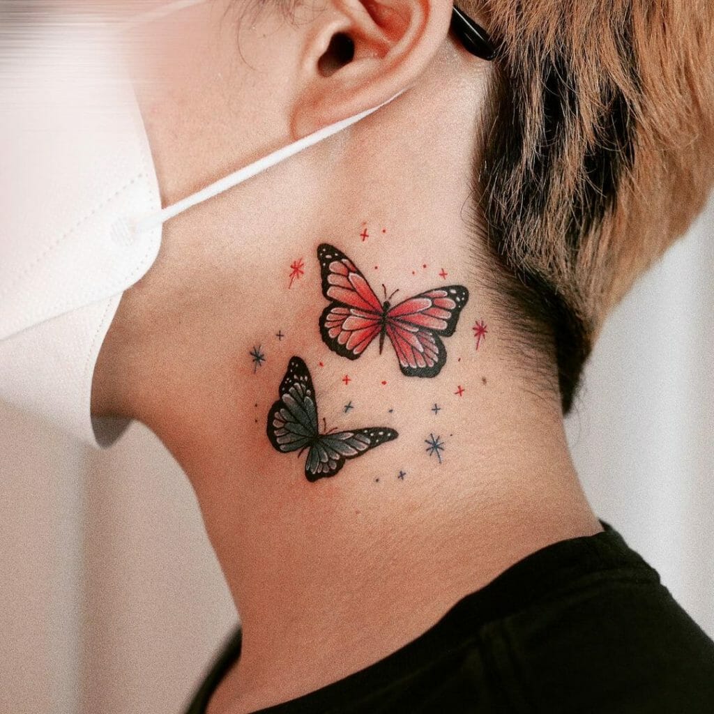 small butterfly neck tattoo 0049