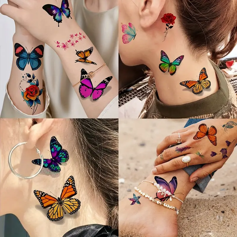 small butterfly neck tattoo 0052