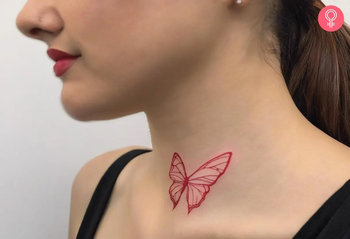 small butterfly neck tattoo 0068