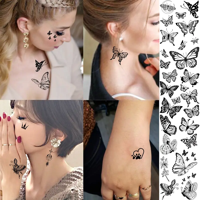 small butterfly neck tattoo 0078