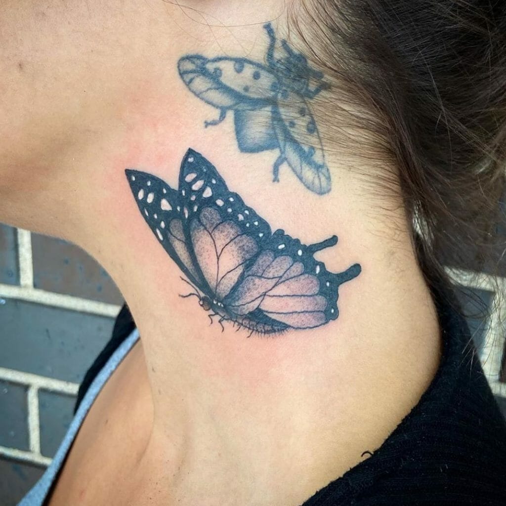 small butterfly neck tattoo 0082