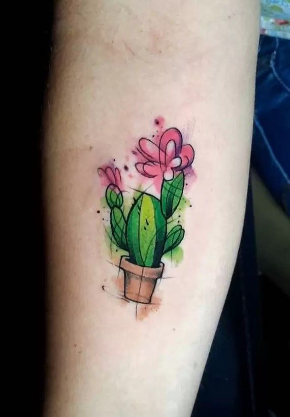 small cactus tattoo ideas on wrist