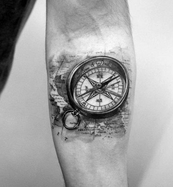 small compass tattoo for adventurers