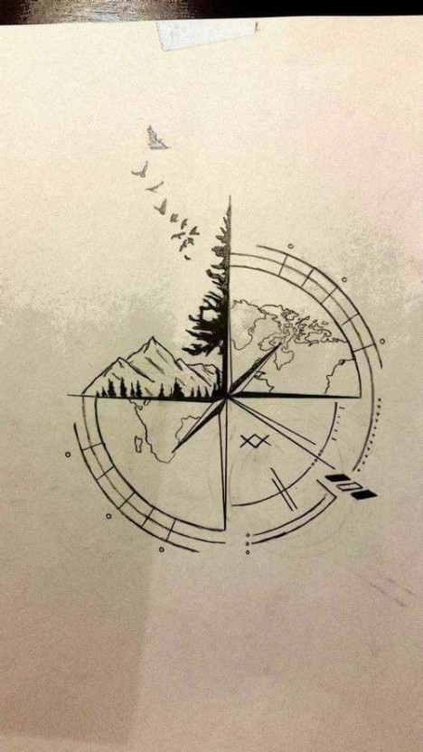 Small compass tattoo 0010