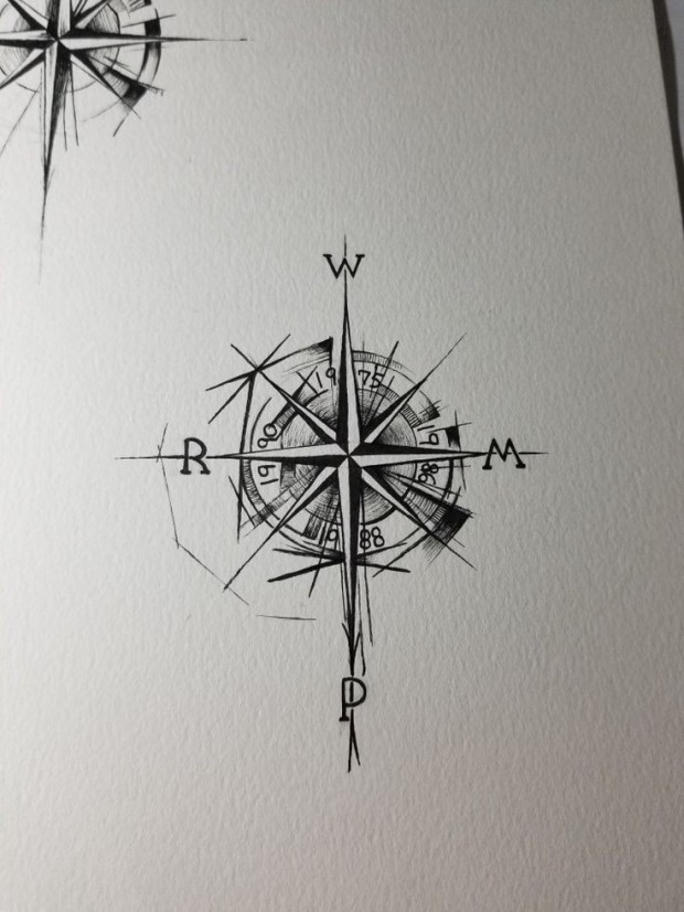 Small compass tattoo 0030