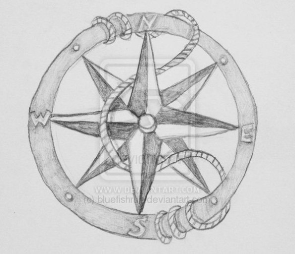 Small compass tattoo 0041