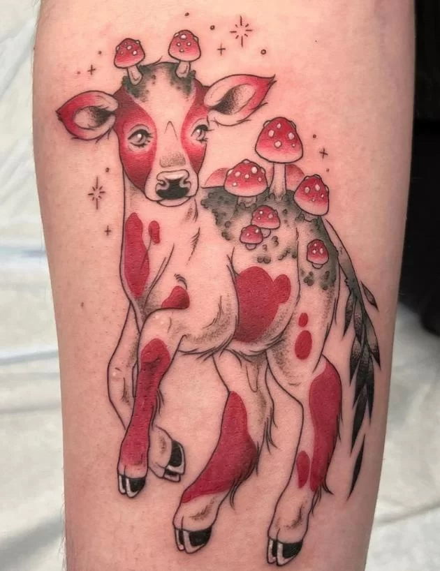 small cow tattoo 0010