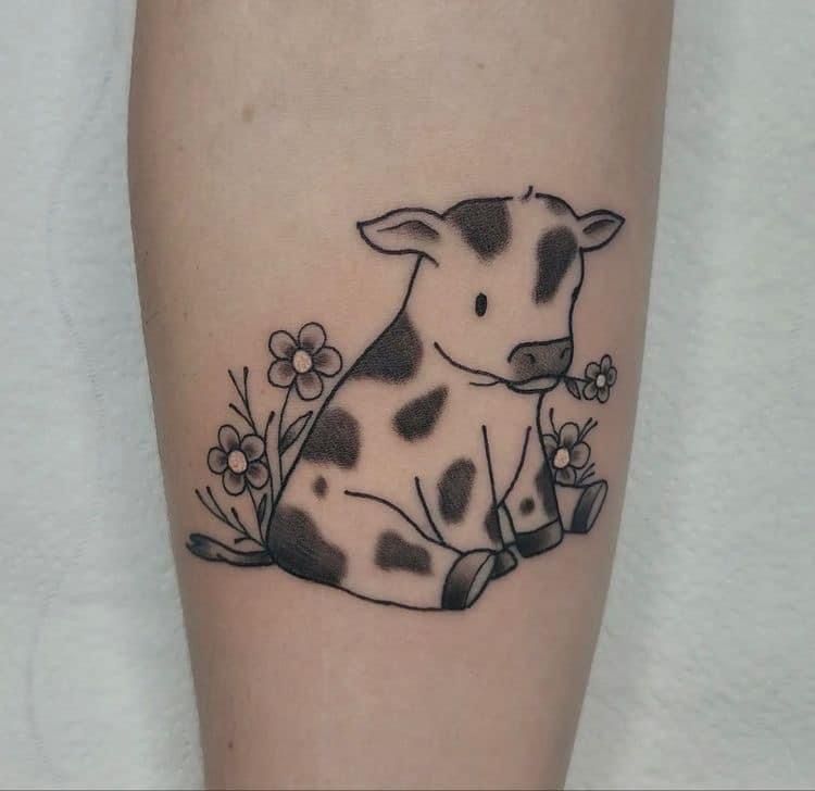 small cow tattoo 0016