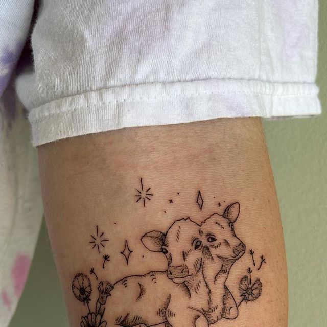 small cow tattoo 0023