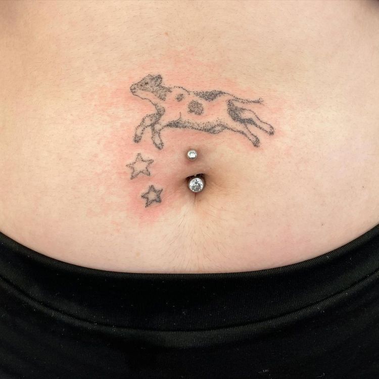 small cow tattoo 0026