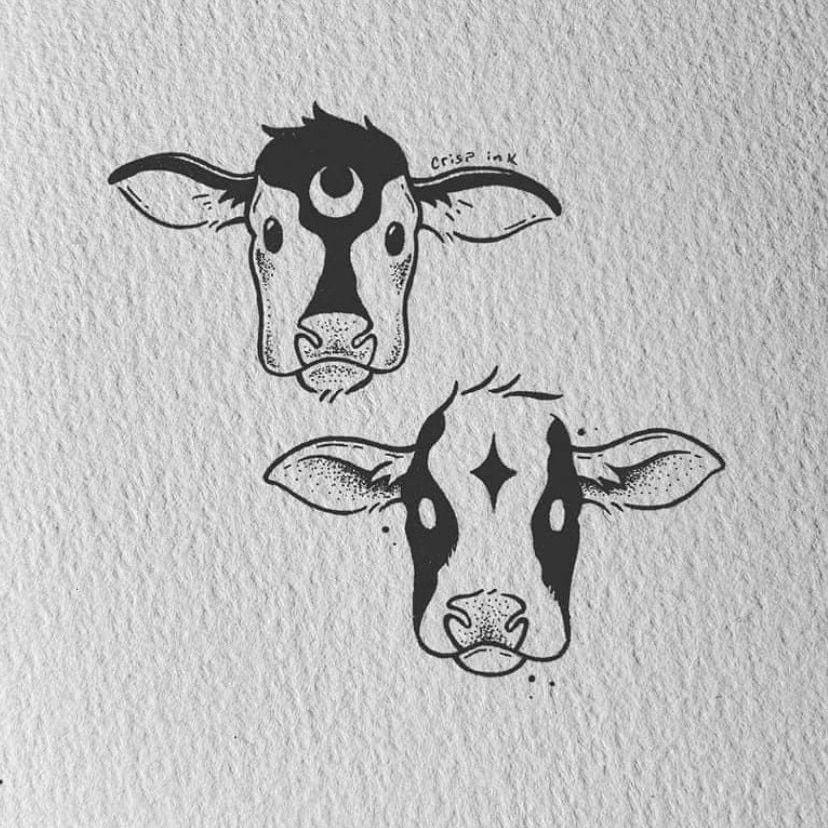 small cow tattoo 0029