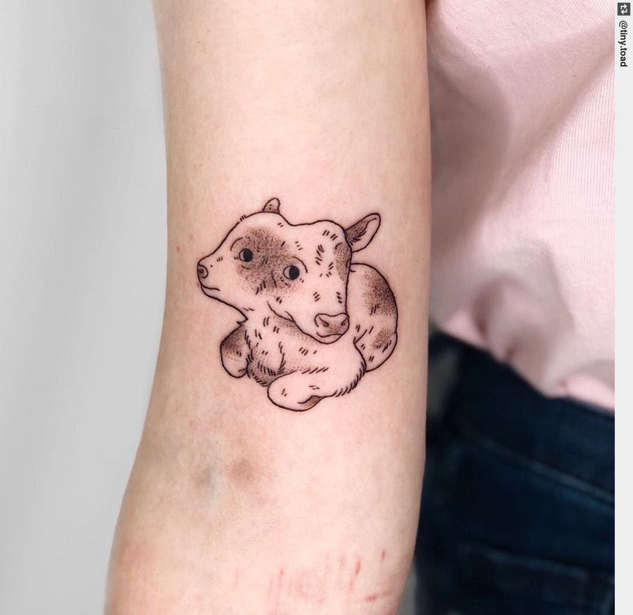 small cow tattoo 0045