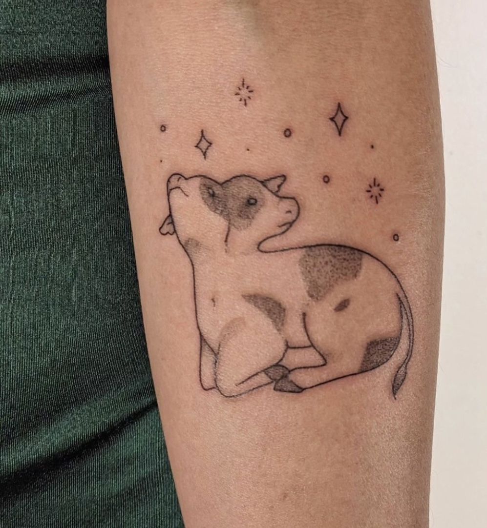 small cow tattoo 0054